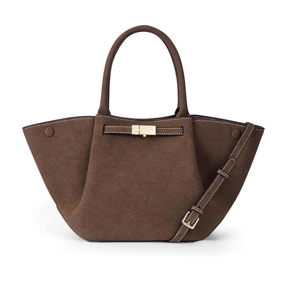 Versatile vintage faux suede tote bag