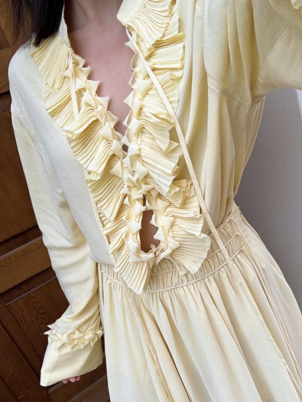 Two-Way Ruffled Long Sleeve Shirt and Skirt Set