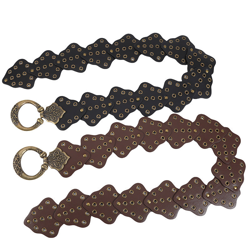 Fashionable and versatile leaf-stitched belt