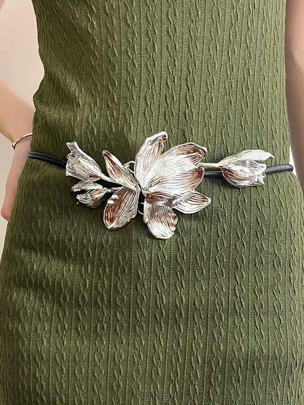 Vintage gold tulip flower decorative belt