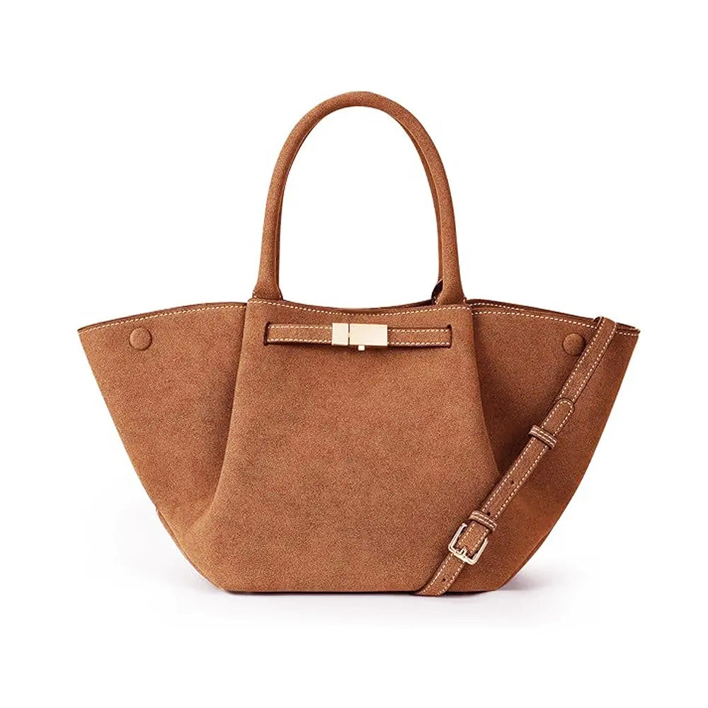 Versatile vintage faux suede tote bag
