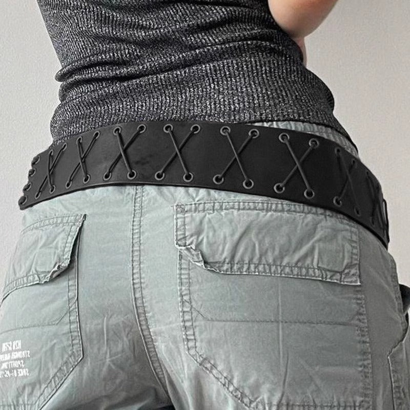 American Style Eyelet Strap PU Belt