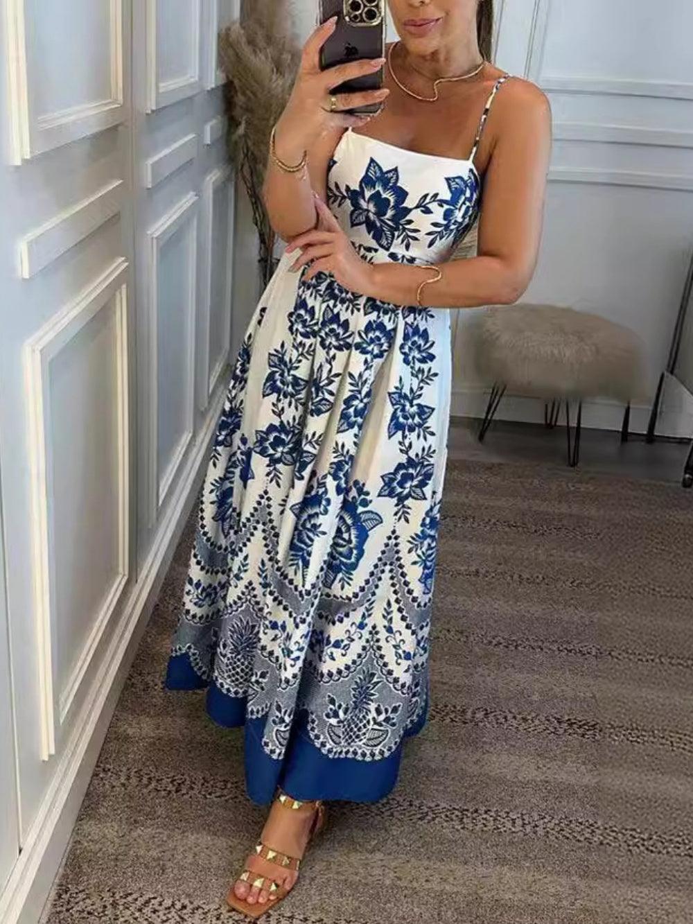 Ethnic style symmetrical print dress