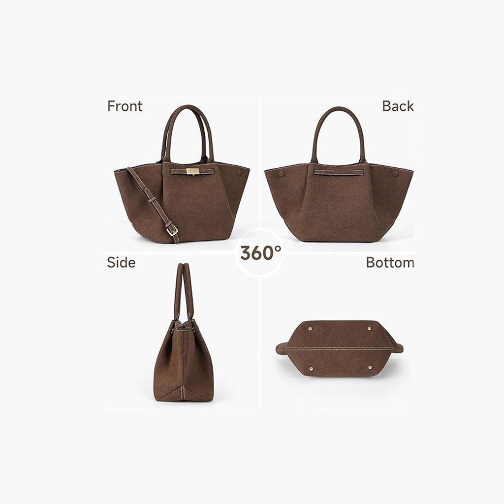 Versatile vintage faux suede tote bag