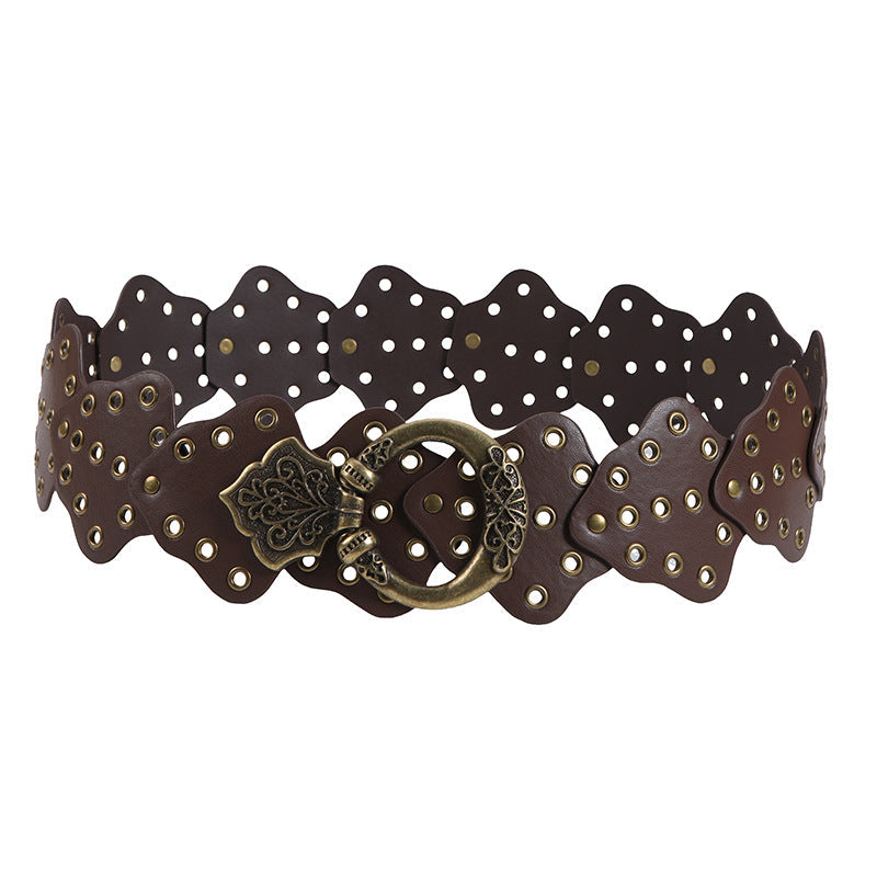 Fashionable and versatile leaf-stitched belt