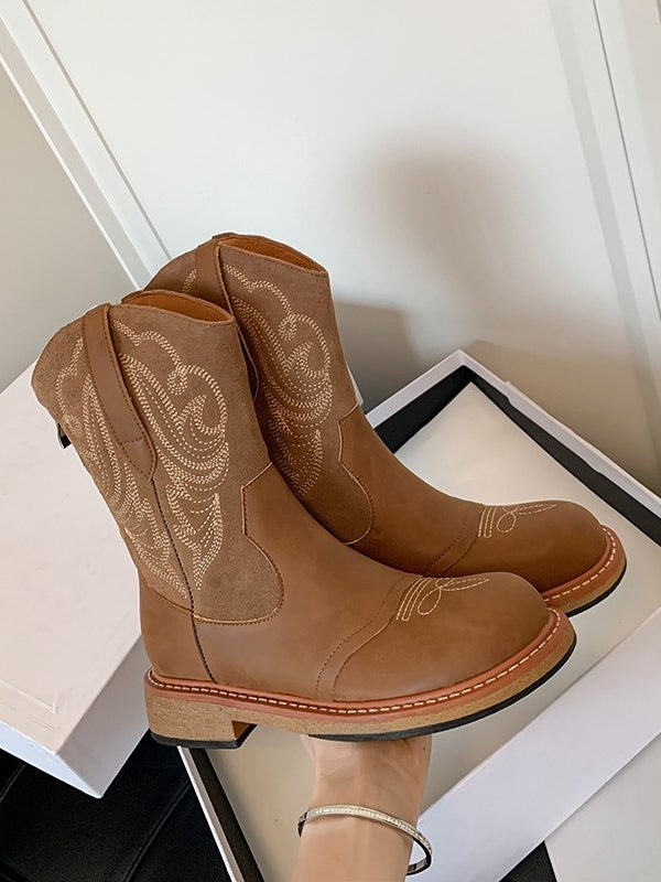 British retro embroidered western cowboy boots