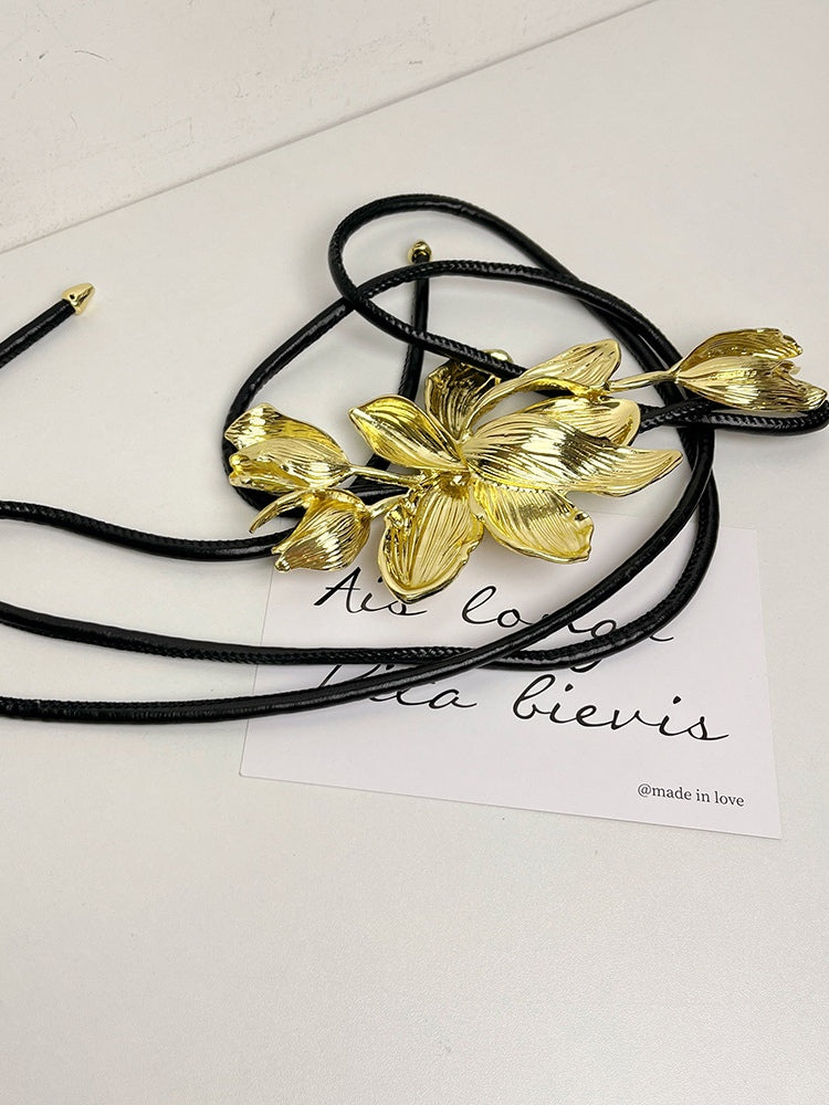 Vintage gold tulip flower decorative belt