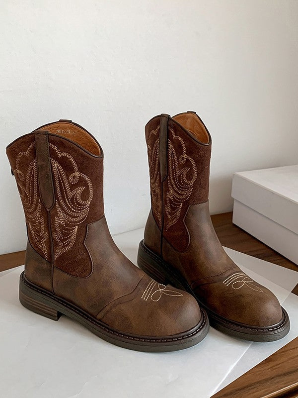 British retro embroidered western cowboy boots
