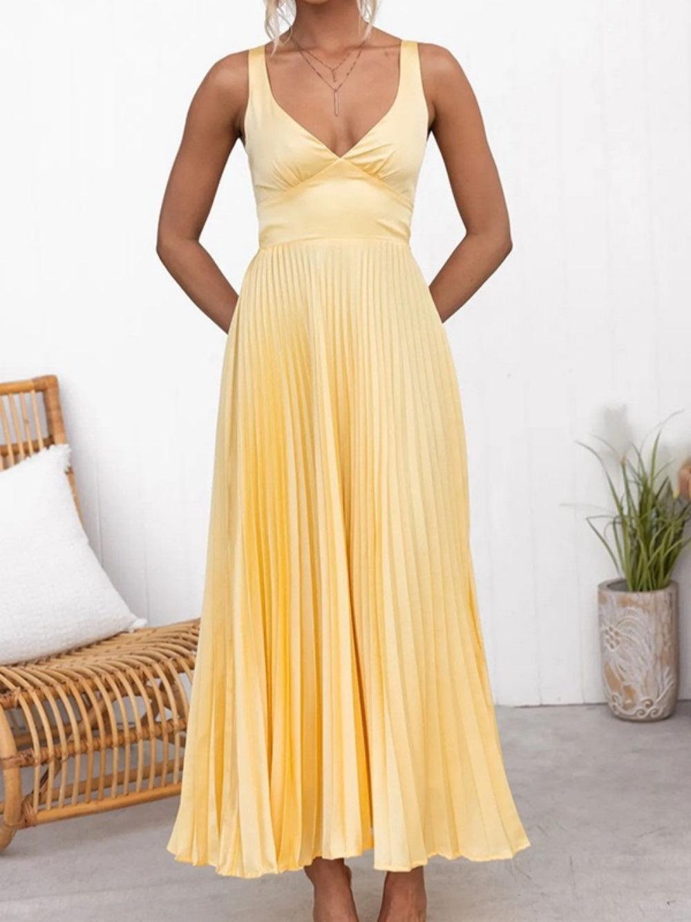 Pleated backless mid-length dress