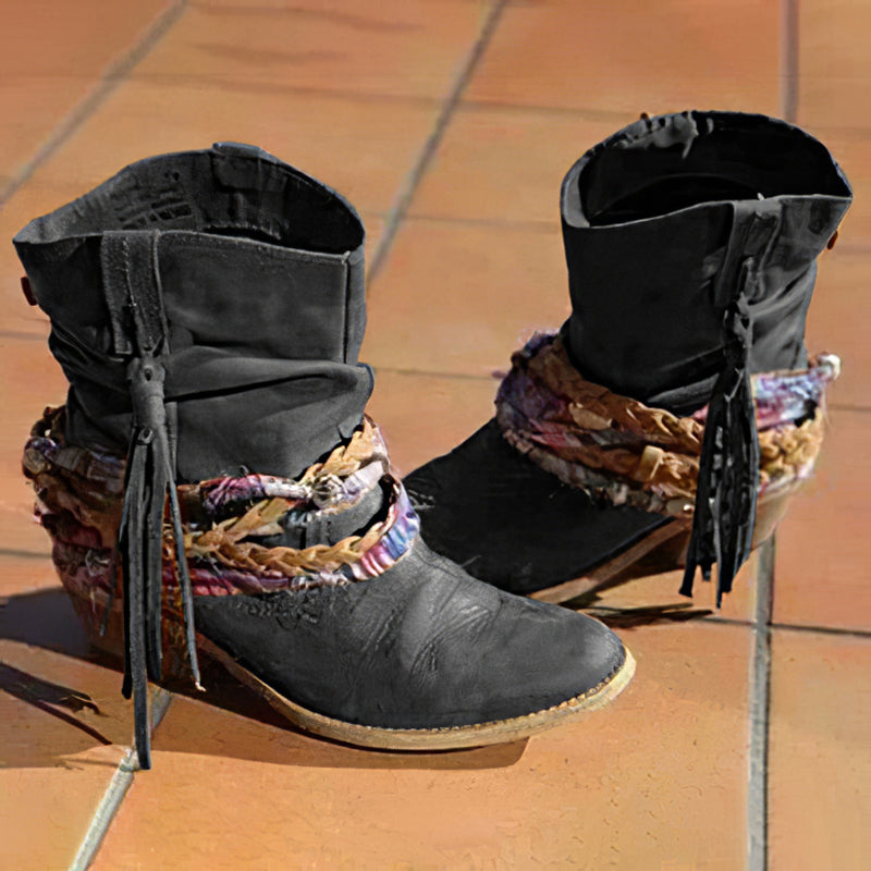 Vintage Western Tribal Tassel and Ankle Boots