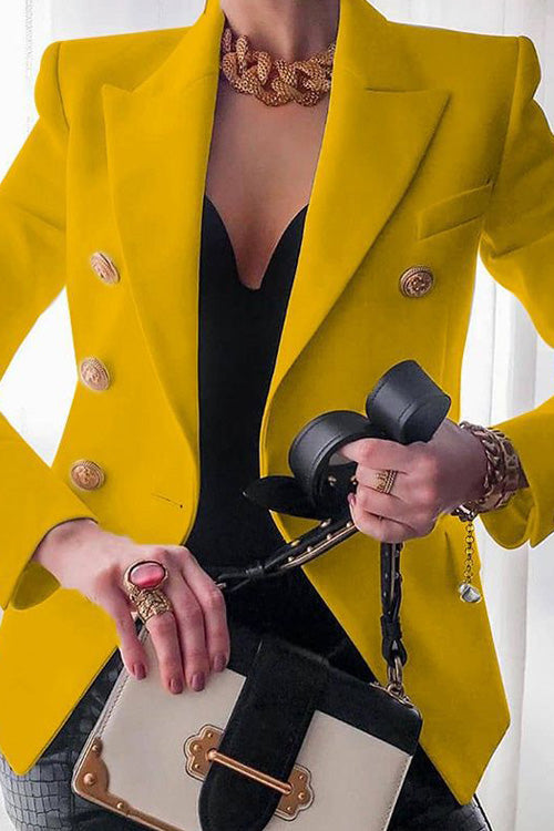 Chic Solid Long Sleeve Buttons Slim Coat