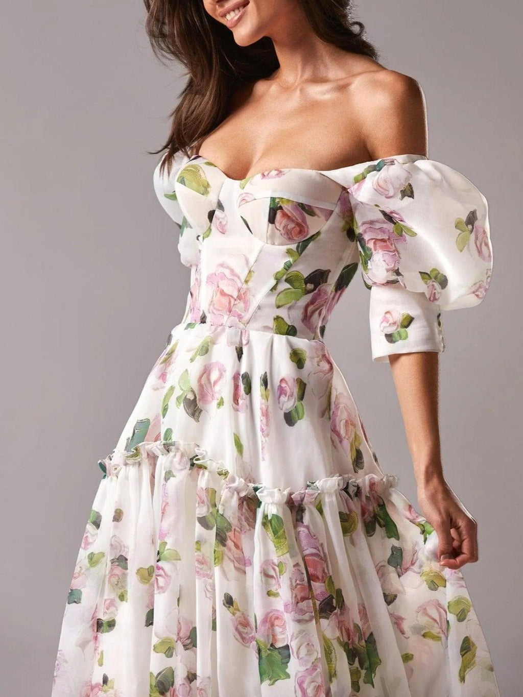 Voluminous Sheer Sleeves Dress