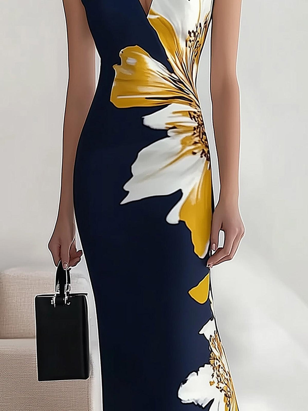 Elegant Printed Workplace Party Festival Midi Dress