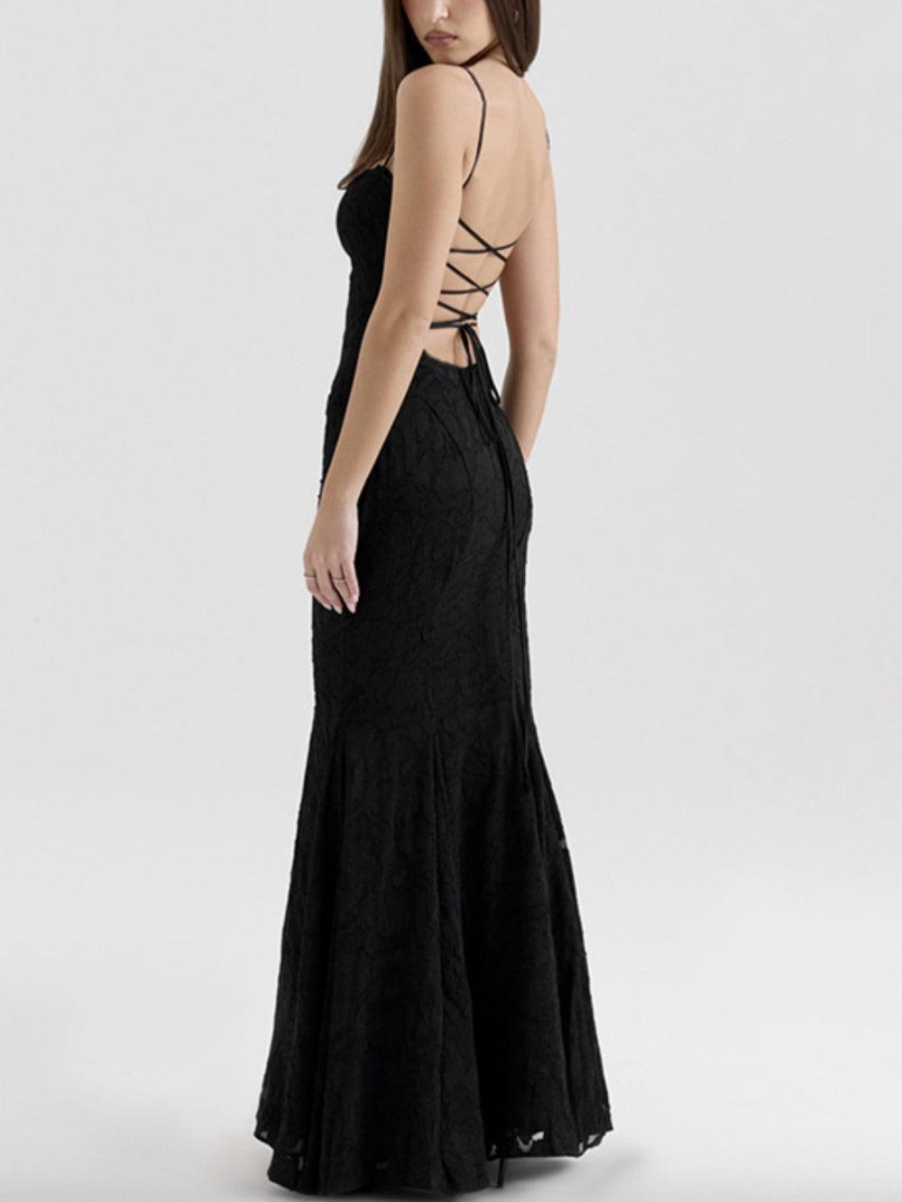 Tie-back fishtail maxi dress