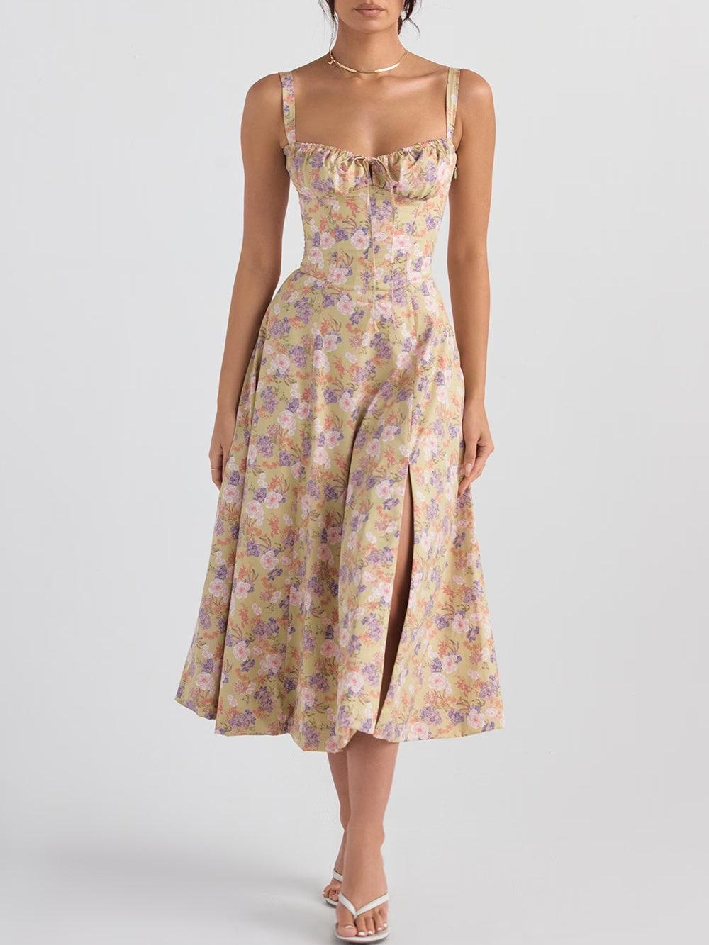 Peony print bustier sundress