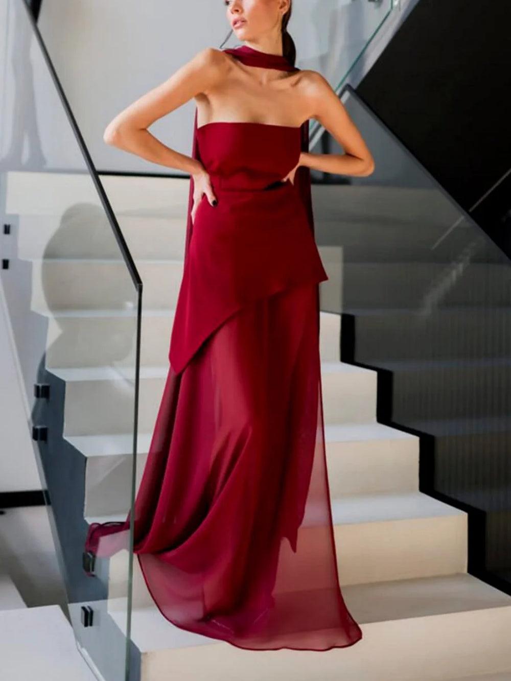 Strapless one shoulder sleeveless dress