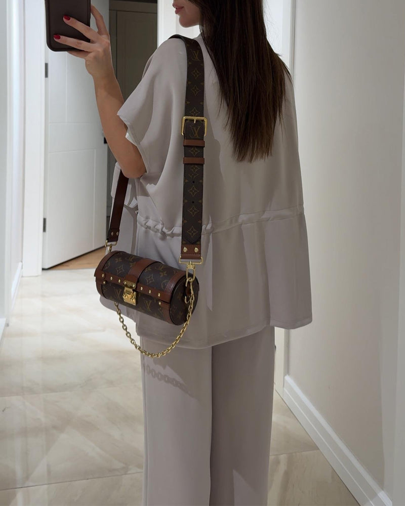 Casual Waist Stretch Detail Top & Pants Two-Piece Set