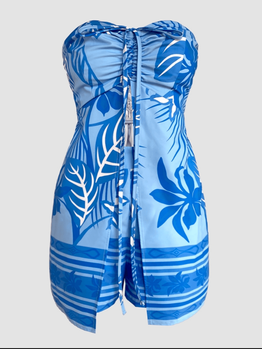 Printed shorts and chest wrap two-piece set