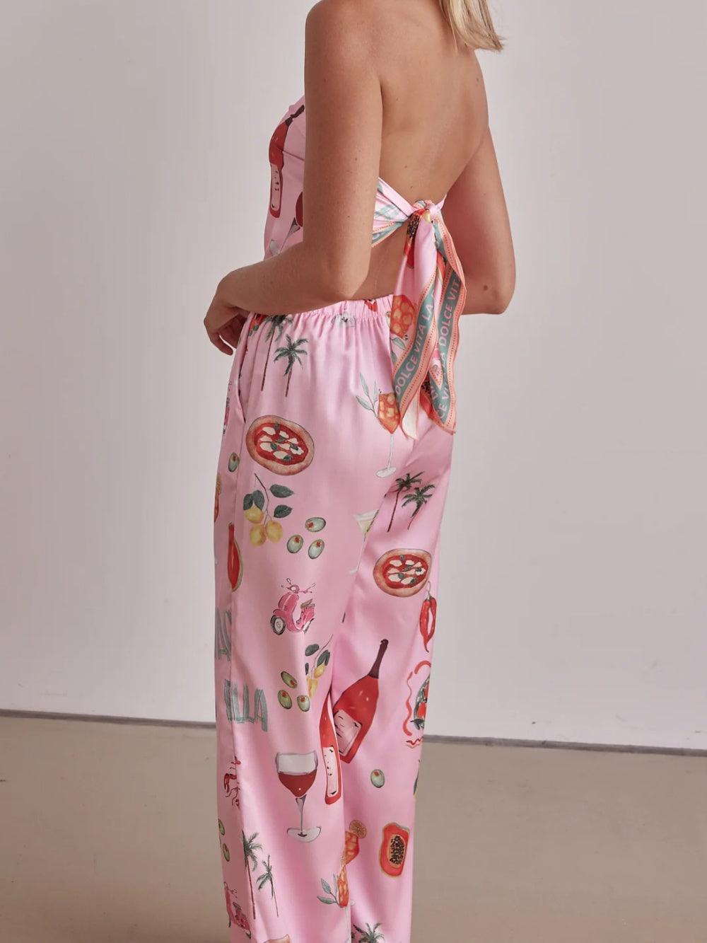 Costa Rica Satin Scarf Top and Pants Set