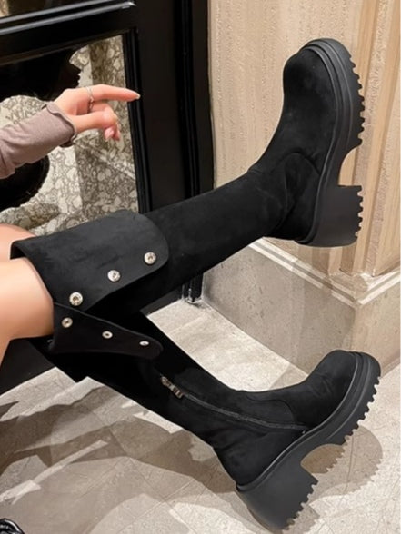 Over the knee boots brown long boots knight boots