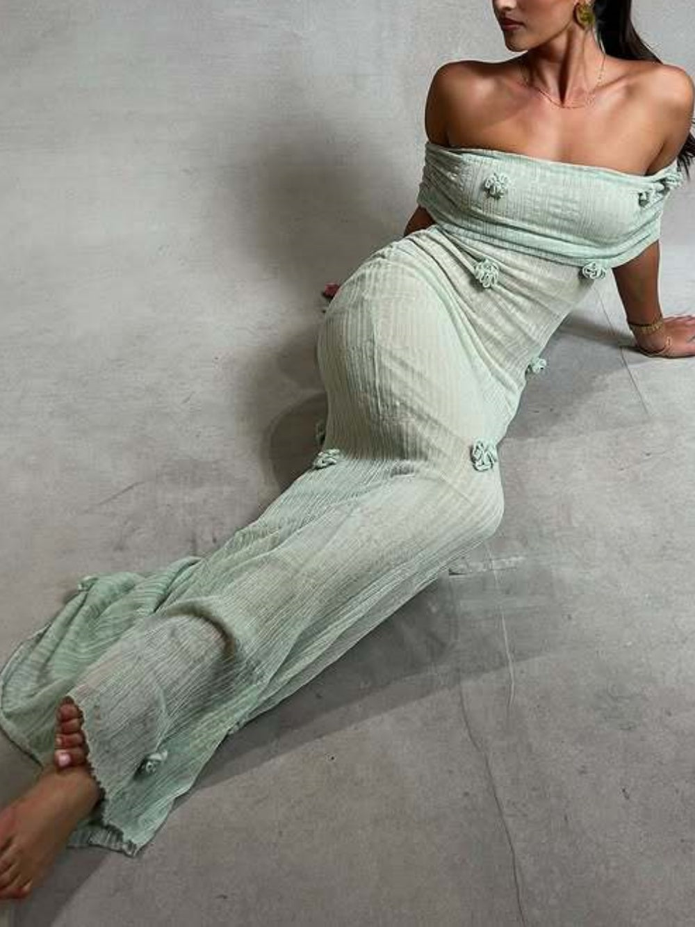 Floral off-the-shoulder maxi dress