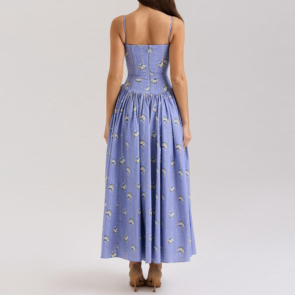 Printed fitted camisole midi dress