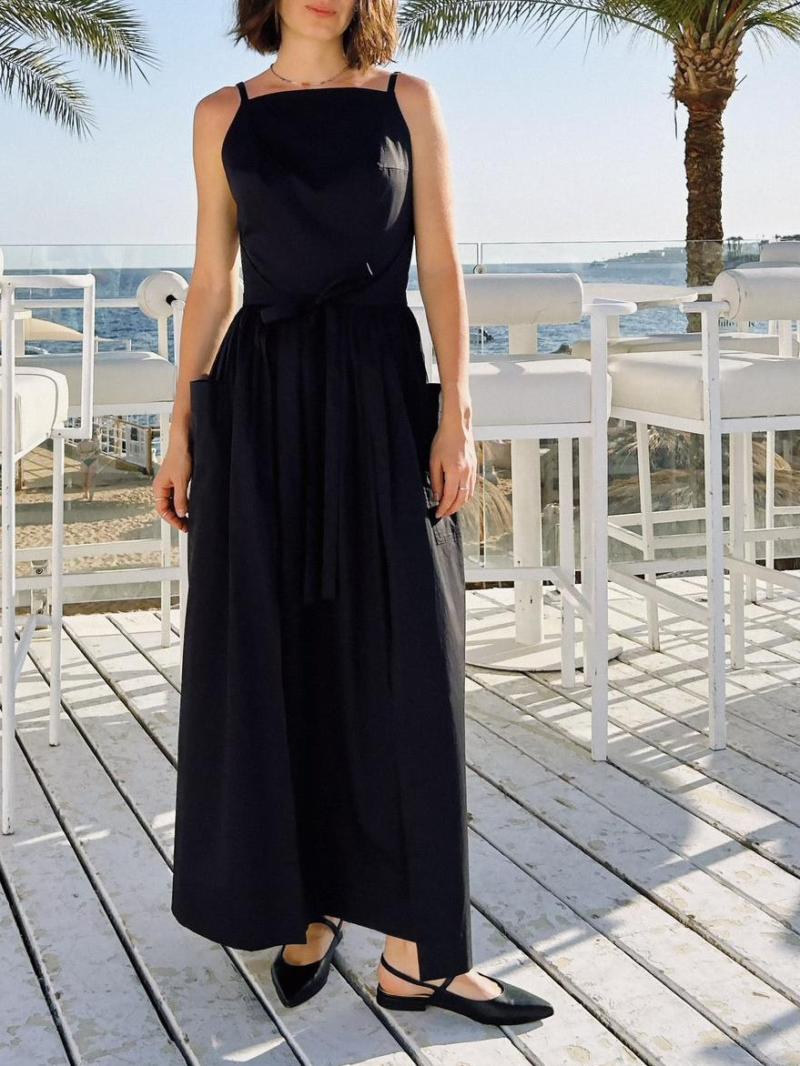 Sun Waist Midi Dress with No Side Seams