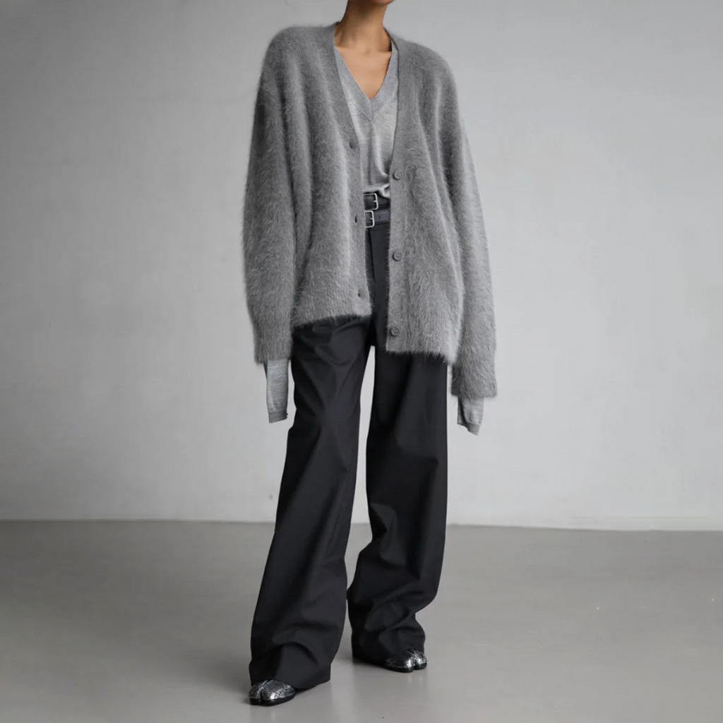 Lazy Loose Faux Mink Long-sleeved Warm Cardigan