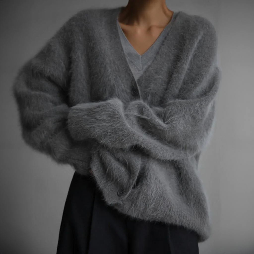 Lazy Loose Faux Mink Long-sleeved Warm Cardigan