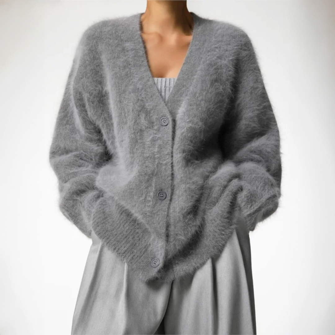 Lazy Loose Faux Mink Long-sleeved Warm Cardigan