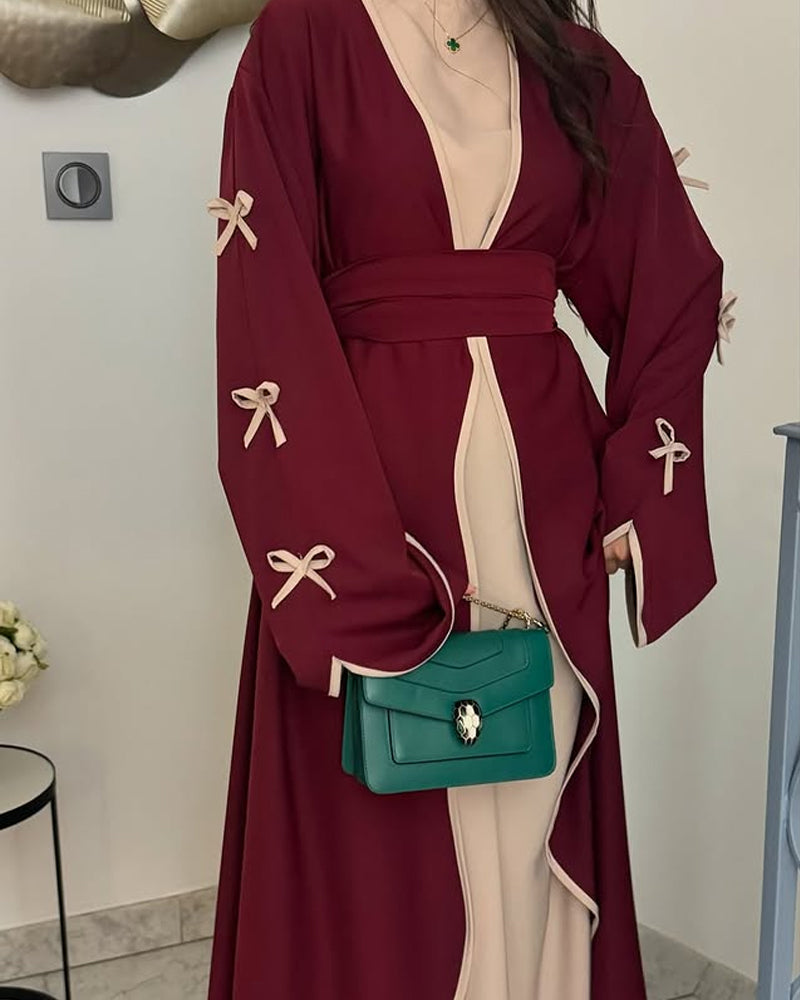 Elegant Bow Cardigan & Dress Two-Piece Set