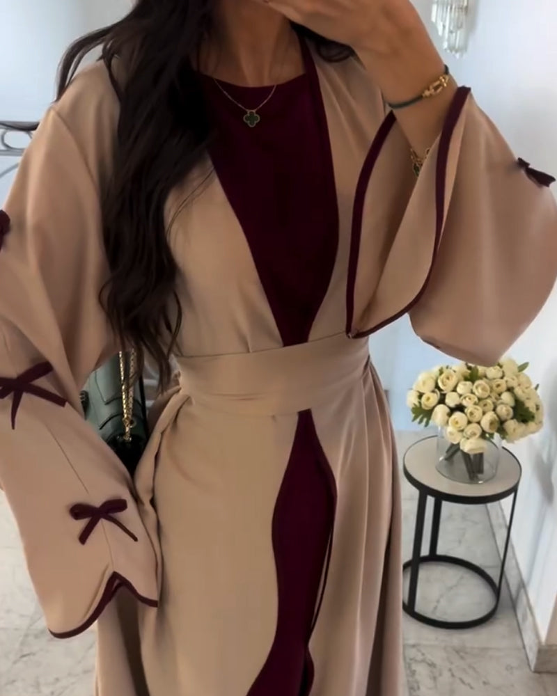 Elegant Bow Cardigan & Dress Two-Piece Set