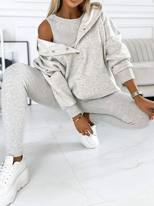 Casual and Comfortable Three-piece Sweatshirt Set