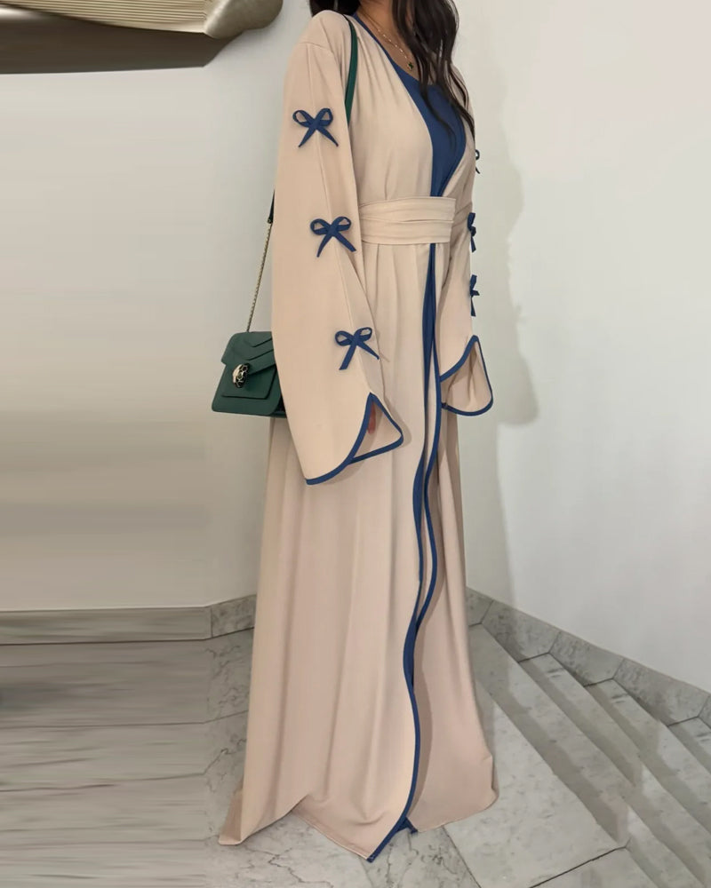 Elegant Bow Cardigan & Dress Two-Piece Set