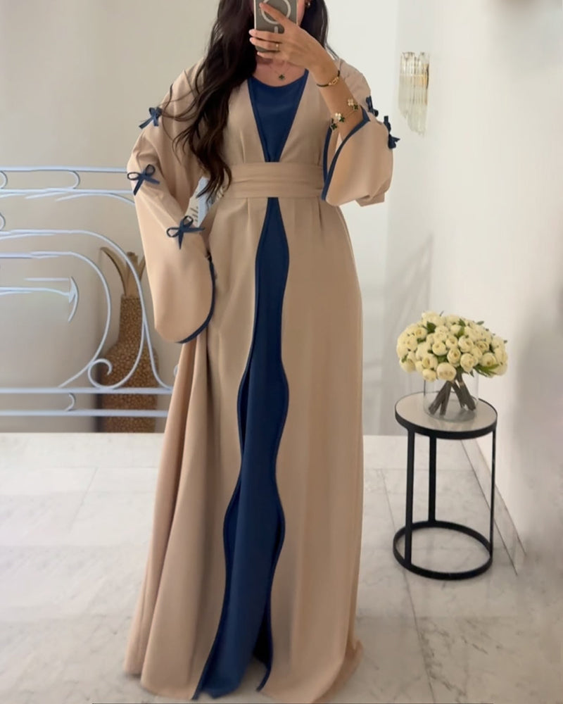 Elegant Bow Cardigan & Dress Two-Piece Set