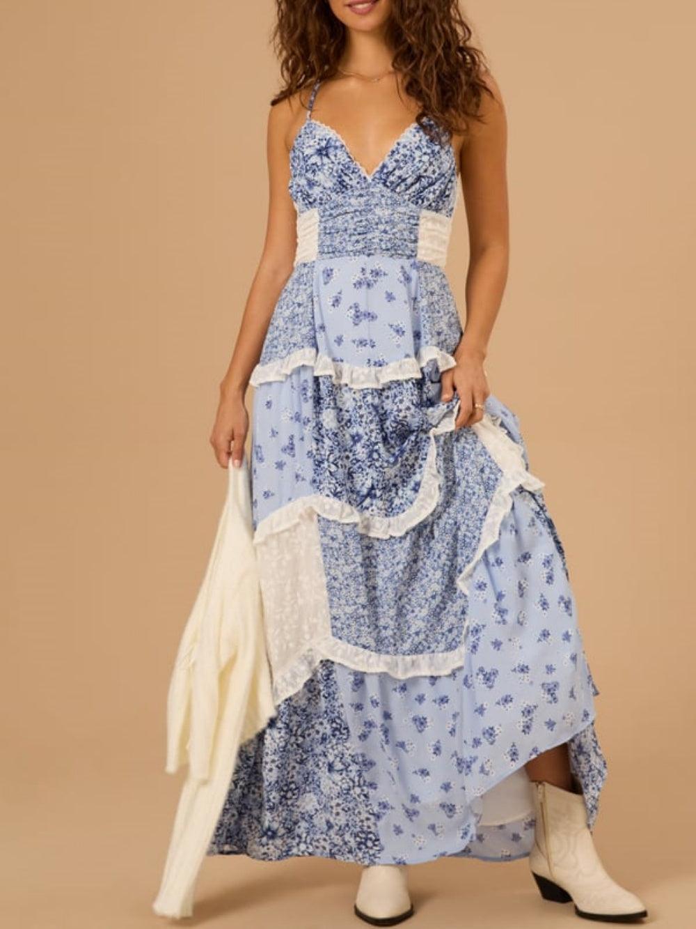 Floral patchwork maxi dress