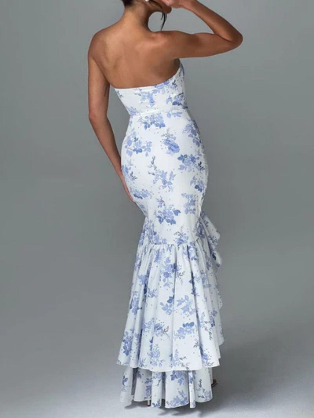 Angelina Maxi Dress - Blue Floral Print
