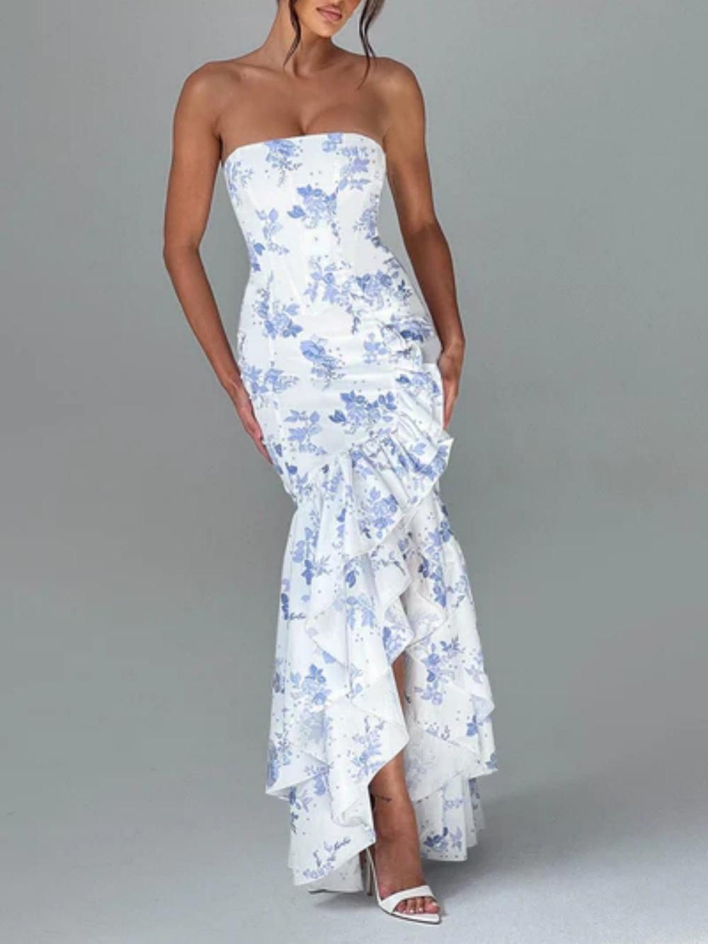 Angelina Maxi Dress - Blue Floral Print