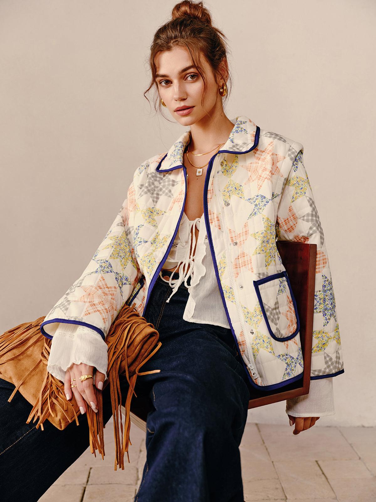 Boheme Printed Contrast Trim Winter Coat