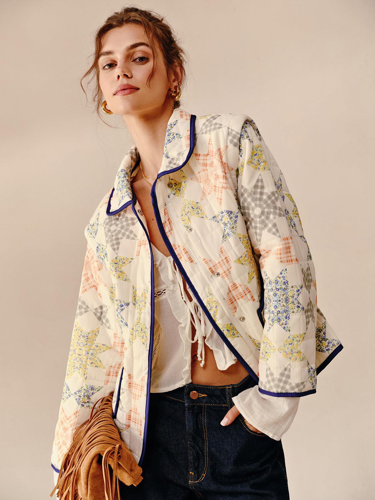 Boheme Printed Contrast Trim Winter Coat
