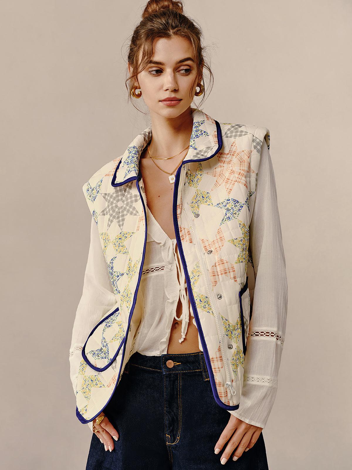 Boheme Printed Contrast Trim Winter Coat