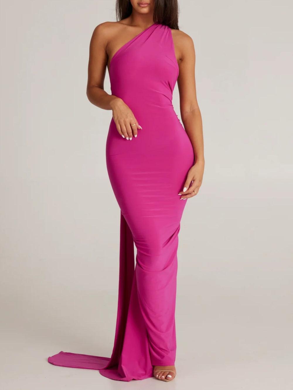 One-shoulder tie maxi dress