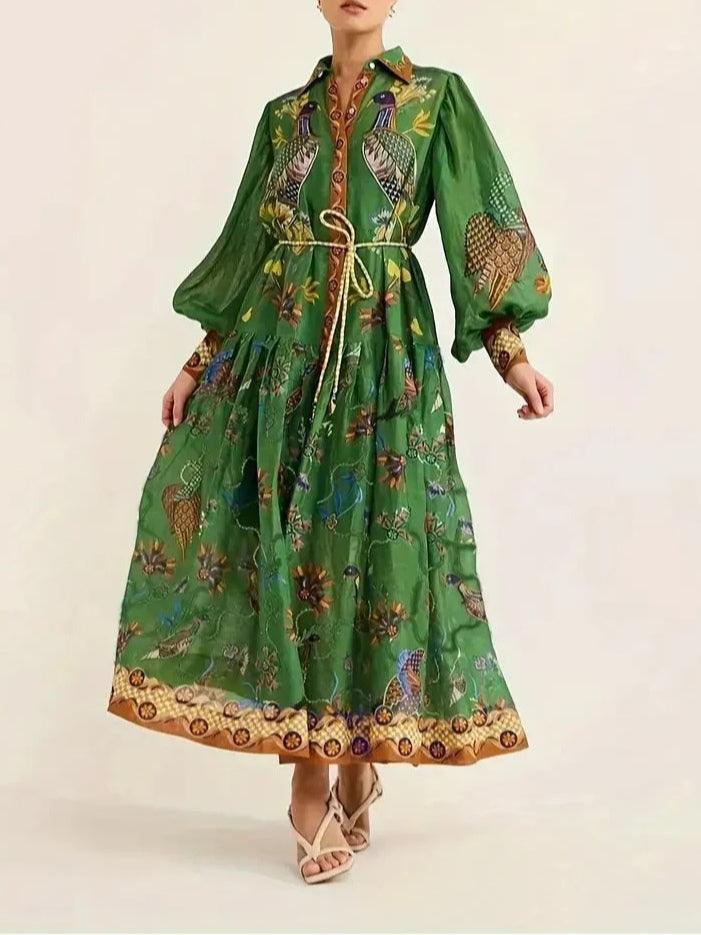 Floral Print Maxi Cardigan Dress