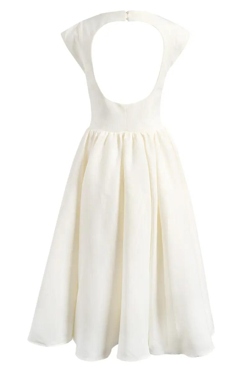 Backless Midi Dress-White