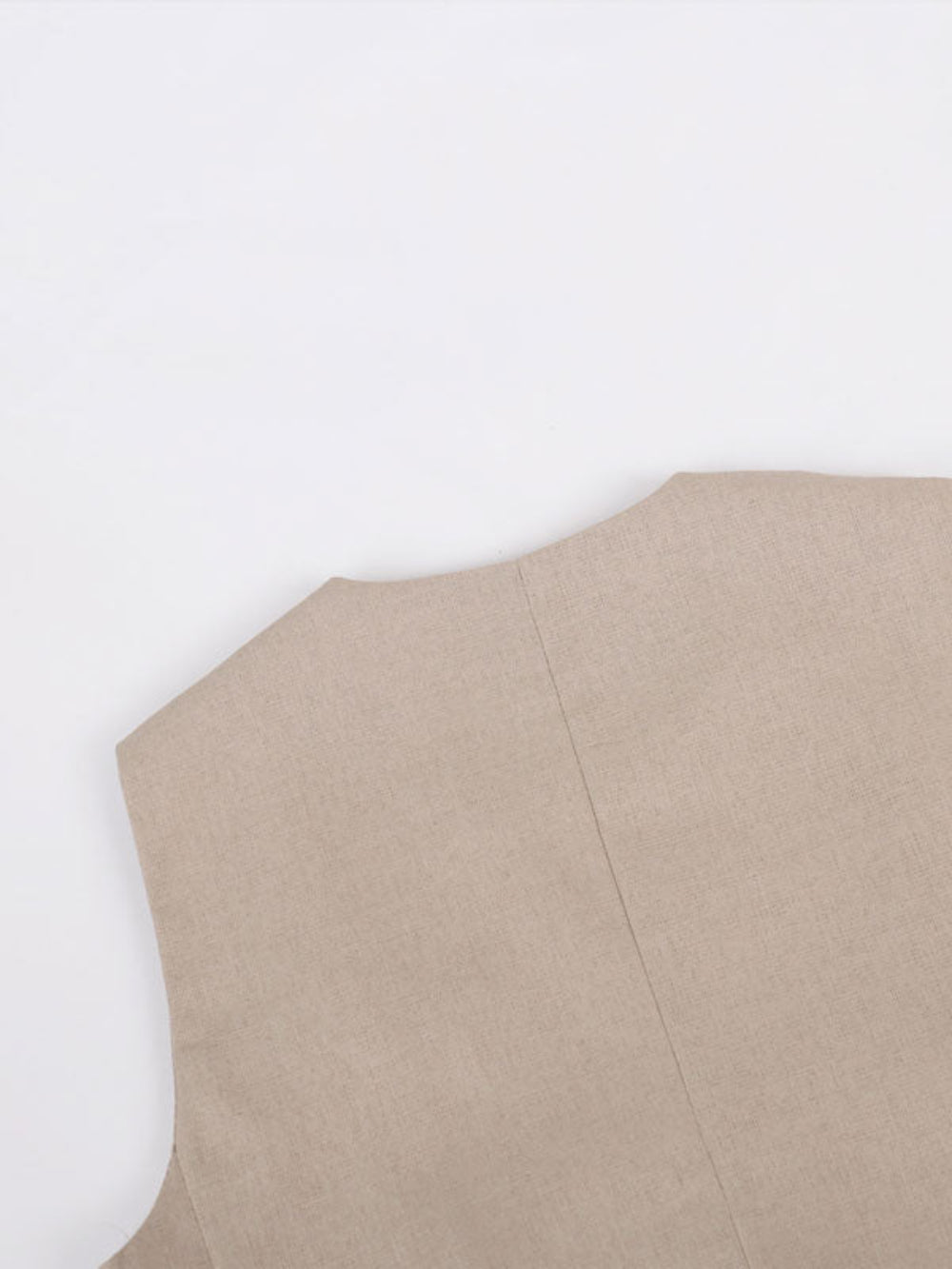 Classic V-neck Pleated Cotton and Linen Wide-leg Pants Suit