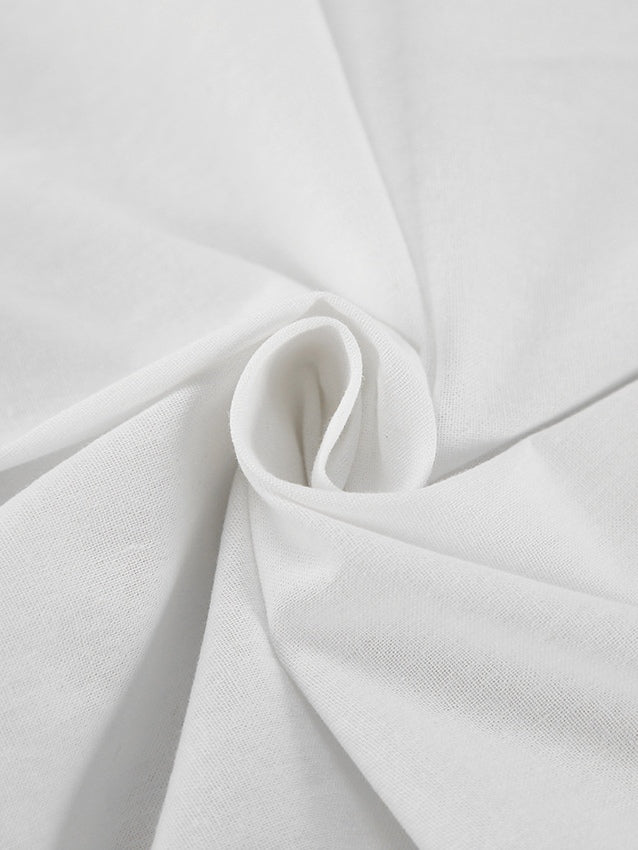 Black an White Contrast Cotton and Linen Shirt and Shorts Two-piece Set