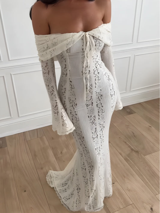 Lace Off-Shoulder Maxi Dress