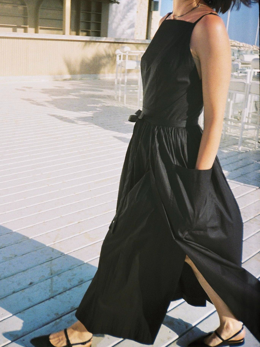 Sun Waist Midi Dress with No Side Seams