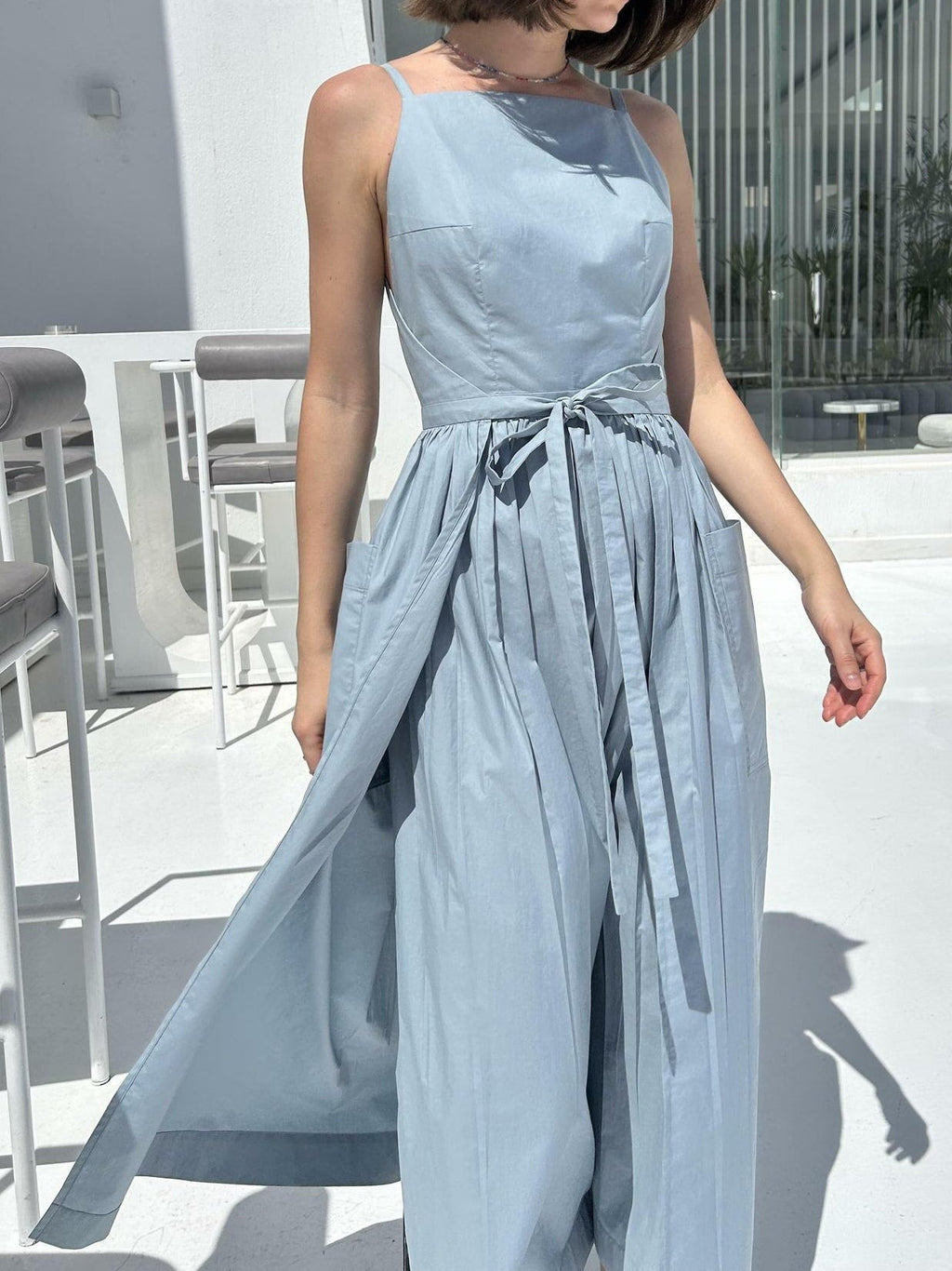 Sun Waist Midi Dress with No Side Seams