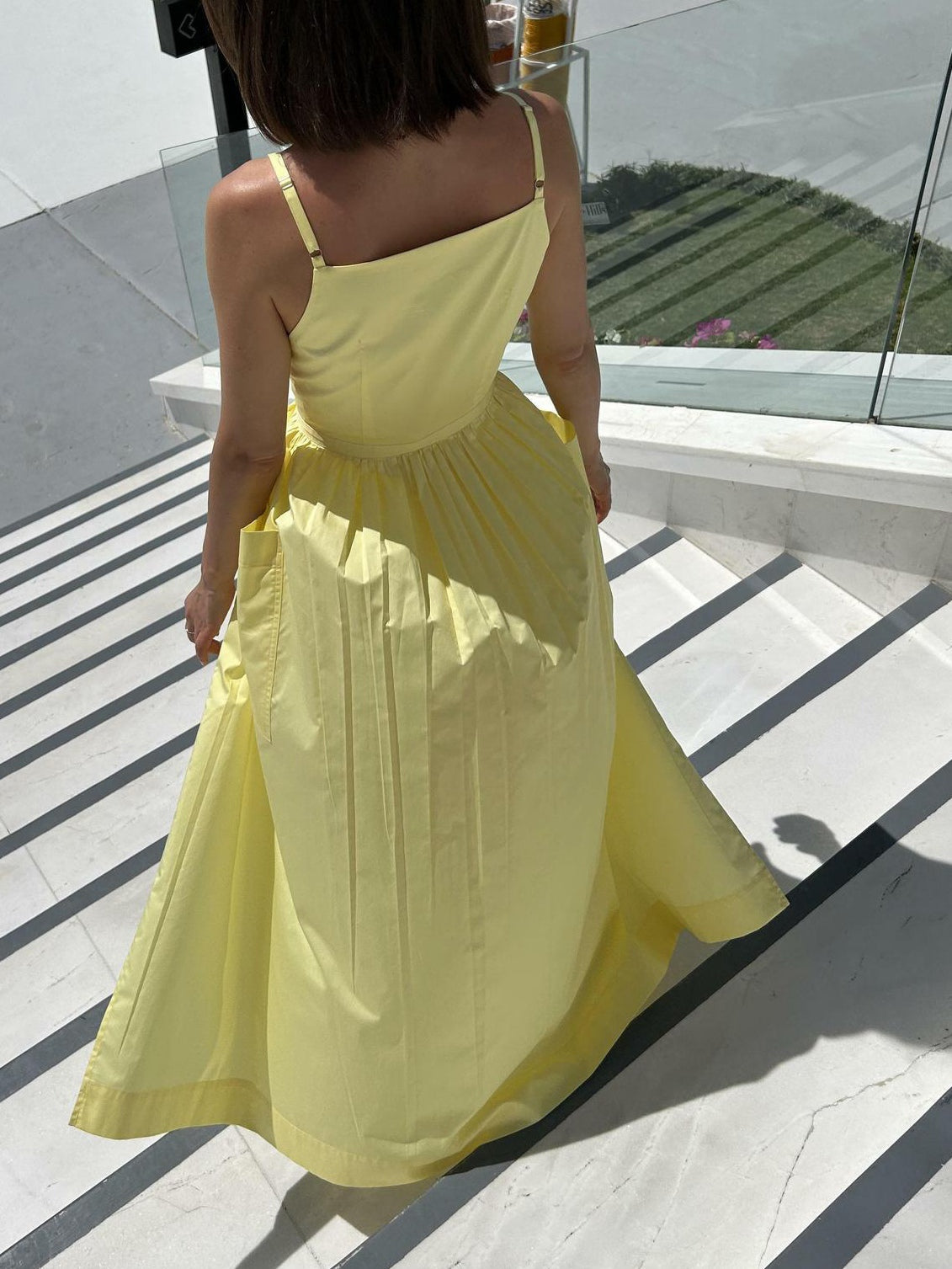 Sun Waist Midi Dress with No Side Seams